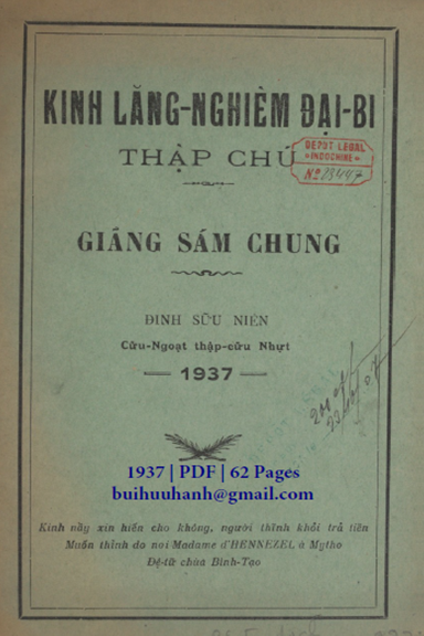 Kinh Lăng Nghiêm Đại Bi Thập Chú (NXB Joseph Việt 1937) - Nhiều Tác Giả, 62 Trang