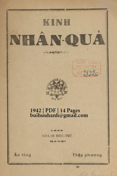 Kinh Nhân Quả (NXB Đuốc Tuệ 1942) - Nhiều Tác Giả, 14 Trang