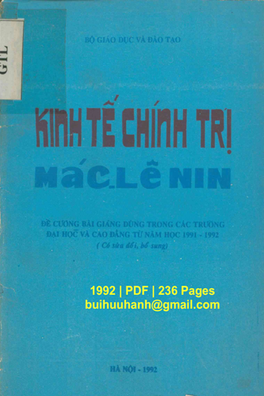 Kinh Tế Chính Trị Mác-Lênin (NXB Hà Nội 1992) - Phan Thanh Phố, 236 Trang