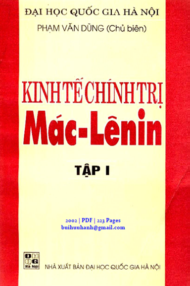 Kinh Tế Chính Trị Mác-Lênin Tập 1 (NXB Đại Học Quốc Gia 2002) - Phạm Văn Dũng, 223 Trang