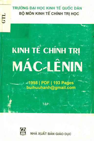 Kinh Tế Chính Trị Mác-Lênin Tập 1 (NXB Giáo Dục 1998) - Trần Bình Trọng, 193 Trang