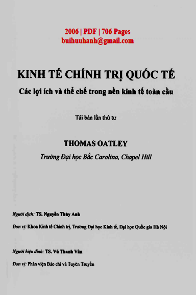 Kinh Tế Chính Trị Quốc Tế (NXB Đại Học Quốc Gia 2006) - Thomas Oatley, 706 Trang