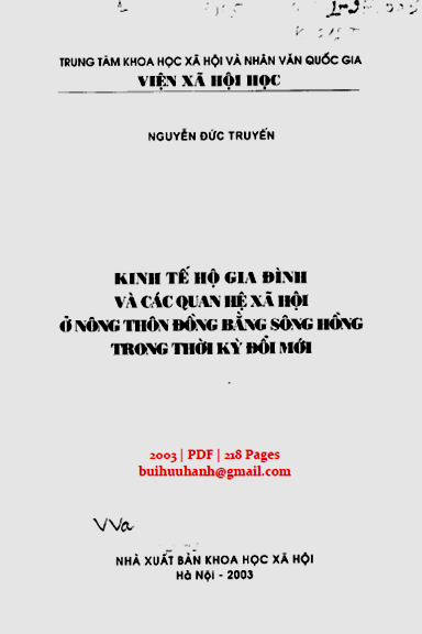 Kinh Tế Hộ Gia Đình Và Các Quan Hệ Xã Hội Ở Nông Thôn Đồng Bằng Sông Hồng Trong Thời Kỳ Đổi Mới