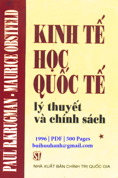 Kinh Tế Học Quốc Tế Lý Thuyết Và Chính Sách Tập 1 (NXB Chính Trị 1996) - Paul R. Krugmam, 500 Trang
