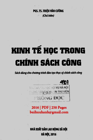 Kinh Tế Học Trong Chính Sách Công (NXB Lao Động Xã Hội 2016) - Triệu Văn Cường, 250 Trang