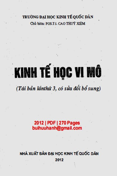 Kinh Tế Học Vi Mô (NXB Kinh Tế Quốc Dân 2012) - Cao Thúy Xiêm, 270 Trang