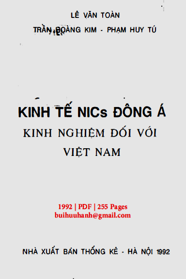 Kinh Tế NICs Đông Á Kinh Nghiệm Đối Với Việt Nam (NXB Thống Kê 1992) - Lê Văn Toàn, 255 Trang