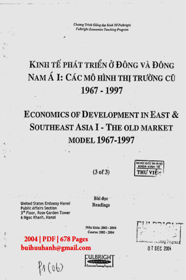 Kinh Tế Phát Triển Ở Đông Và Đông Nam Á I (NXB Fulbright 2004) - Nguyễn Hoài Phương, 678 Trang