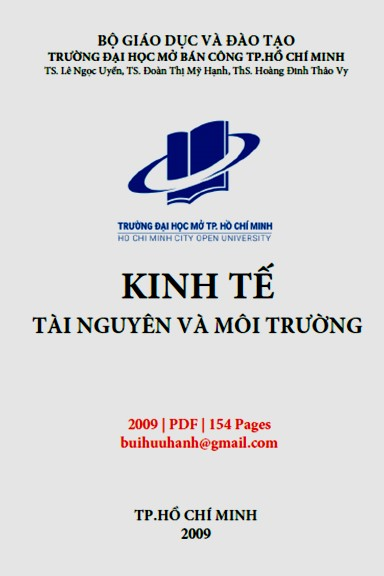 Kinh Tế Tài Nguyên Và Môi Trường (NXB Đại Học Mở 2009) - Lê Ngọc Uyển, 154 Trang