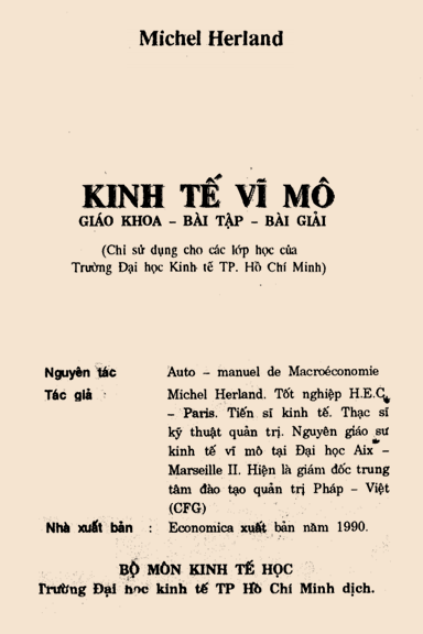 Kinh Tế Vĩ Mô (NXB Kinh Tế 1994) - Michel Herland, 342 Trang