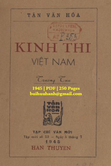 Kinh Thi Việt Nam (NXB Hàn Thuyên 1945) - Trương Tửu, 250 Trang