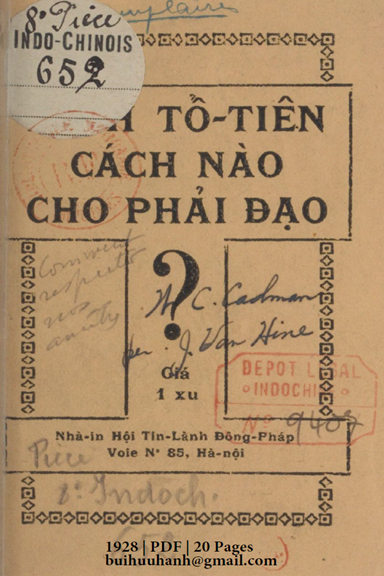 Kính Tổ Tiên Cách Nào Cho Phải Đạo (NXB Tin Lành 1928) - Nhiều Tác Giả, 20 Trang