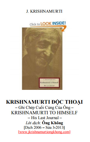 Krishnamurti Độc Thoại (NXB Hoa Kỳ 2013) - J.Krishnamurti , 184 Trang
