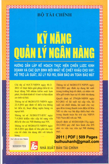 Kỹ Năng Quản Lý Ngân Hàng (NXB Tài Chính 2011) - Quý Long, 509 Trang