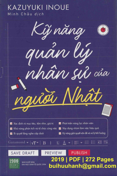 Kỹ Năng Quản Lý Nhân Sự Của Người Nhật (NXB Kinh Tế Quốc Dân 2019) - Kazuyuki Inoue, 272 Trang