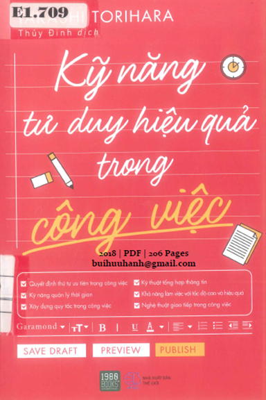 Kỹ Năng Tư Duy Hiệu Quả Trong Công Việc (NXB Thế Giới 2018) - Takashi Torihara, 206 Trang
