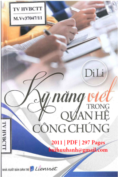 Kỹ Năng Viết Trong Quan Hệ Công Chúng (NXB Dân Trí 2011) - Nguyễn Diệu Linh, 297 Trang