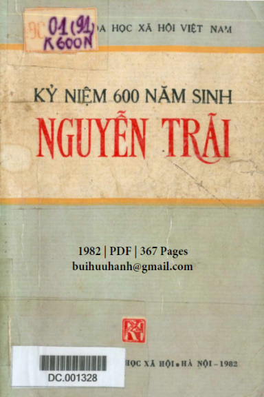 Kỷ Niệm 600 Năm Sinh Nguyễn Trãi (NXB Khoa Học Xã Hội 1982) - Nguyễn Khánh Toàn, 367 Trang