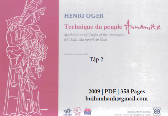 Kỹ Thuật Của Người An Nam Tập 2 (NXB Thế Giới 2009) - Henri Oger, 358 Trang