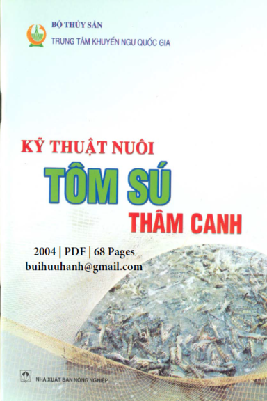Kỹ Thuật Nuôi Tôm Sú Thâm Canh (NXB Nông Nghiệp 2007) - Trần Văn Quỳnh, 68 Trang