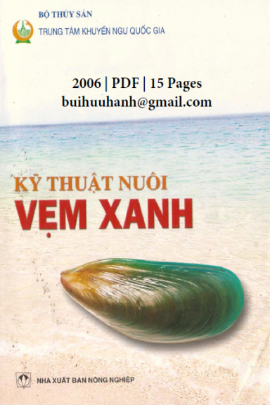 Kỹ Thuật Nuôi Vẹm Xanh (NXB Nông Nghiệp 2006) - Bộ Thủy Sản, 15 Trang