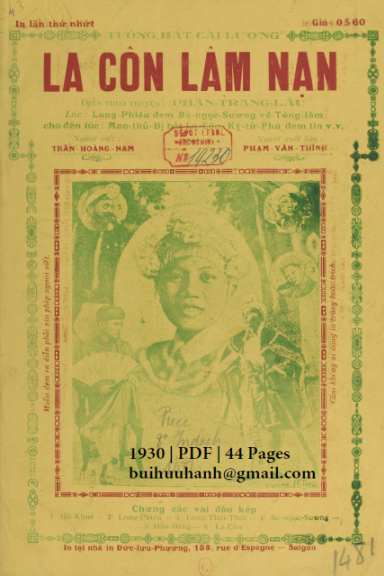 La Côn Lâm Nạn (NXB Đức Lưu Phương 1930) - Trần Hoàng Nam, 44 Trang