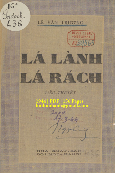 Lá Lành Lá Rách (NXB Đời Mới 1944) - Lê Văn Trương, 156 Trang