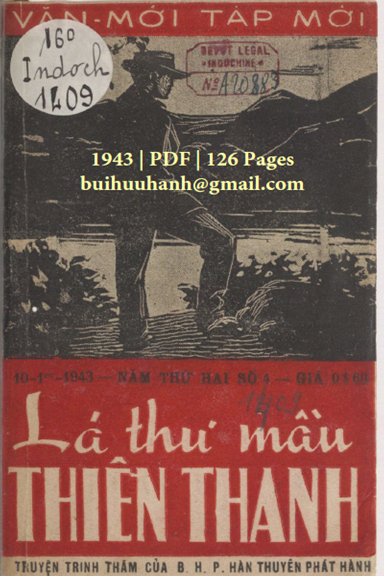 Lá Thư Mầu Thiên Thanh (NXB Hàn Thuyên 1943) - Bùi Huy Phồn, 126 Trang