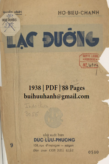 Lạc Đường Quyển 1 (NXB Đức Lưu Phương 1938) - Hồ Biểu Chánh, 88 Trang