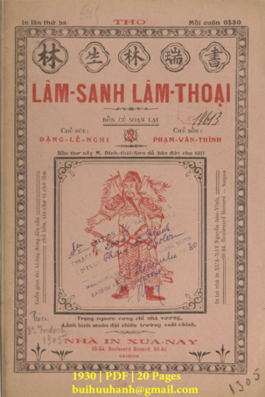 Lâm Sanh Lâm Thoại (NXB Xưa Nay 1930) - Đặng Lễ Nghi, 20 Trang