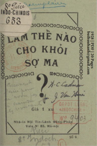 Làm Thể Nào Cho Khỏi Sợ Ma (NXB Tin Lành 1928) - Nhiều Tác Giả, 20 Trang