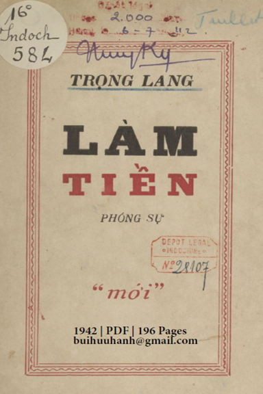 Làm Tiền (NXB Mới 1942) - Trọng Lang, 196 Trang