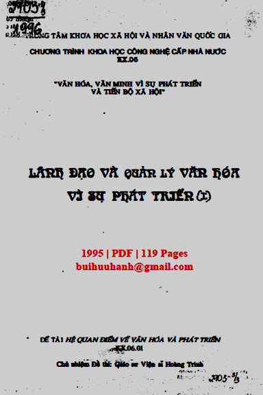 Lãnh Đạo Và Quản Lý Văn Hóa Vì Sự Phát Triển (NXB Hà Nội 1995) - Hoàng Trinh, 119 Trang