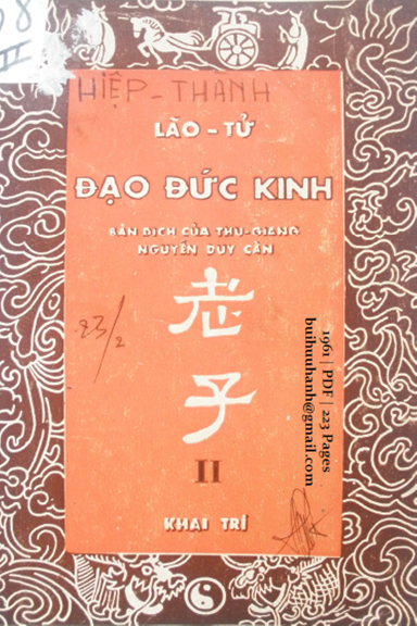 Lão Tử Đạo Đức Kinh Quyển II (NXB Khai Trí 1961) - Nguyễn Duy Cần, 223 Trang