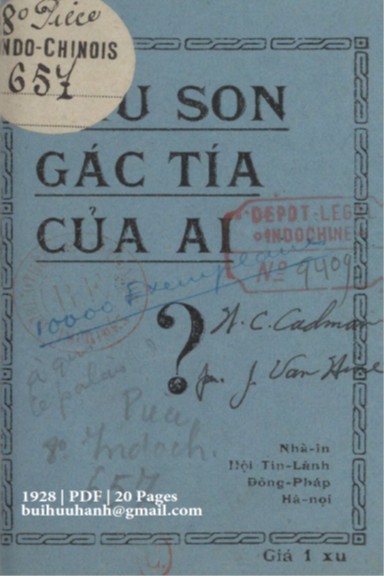 Lầu Son Gác Tía Của Ai (NXB Tin Lành 1928) - Nhiều Tác Giả, 20 Trang
