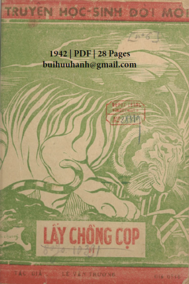 Lấy Chồng Cọp Tập 2 (NXB Đời Mới 1942) - Lê Văn Trương, 28 Trang