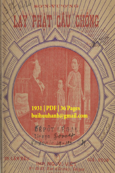 Lạy Phật Cầu Chồng (NXB Nguyễn Văn Viết 1931) - Sơn Vương, 36 Trang