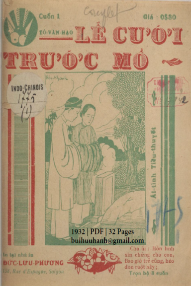 Lễ Cưới Trước Mồ Cuốn 1-3 (NXB Đức Lưu Phương 1932) - Tô Văn Hạo, 96 Trang