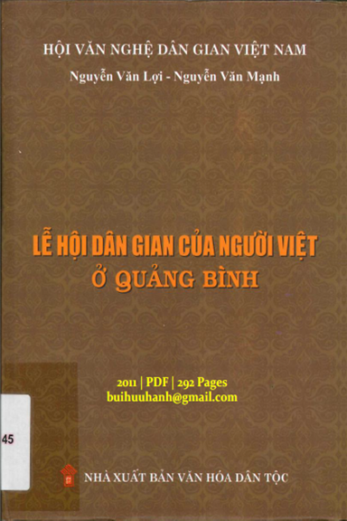 Lễ Hội Dân Gian Của Người Việt Ở Quảng Bình (NXB Văn Hóa Dân Tộc 2011) - Nguyễn Văn Lợi, 292 Trang