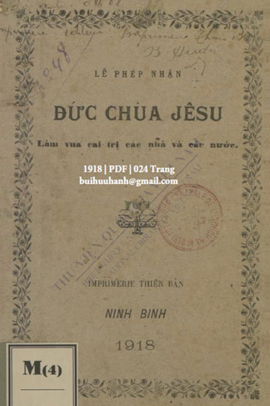 Lễ Phép Nhận Đức Chúa Jêsu (NXB Ninh Bình 1918) - Nhiều Tác Giả, 24 Trang