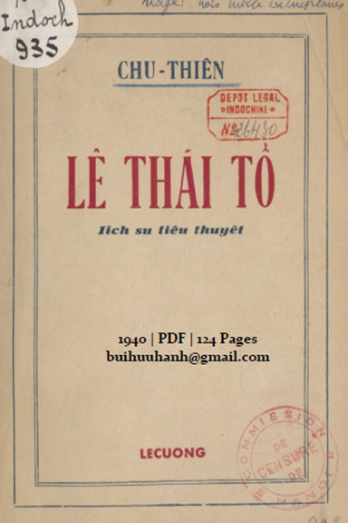 Lê Thái Tổ (NXB Lê Cường 1940) - Chu Thiên, 124 Trang