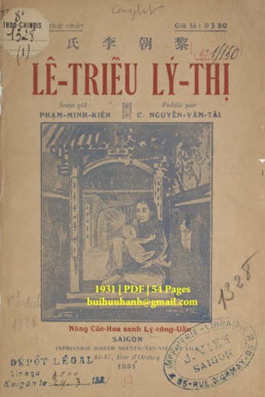 Lê Triều Lý Thị Cuốn 1-5 (NXB Nguyễn Văn Việt 1931) - Phạm Minh Kiên, 270 Trang