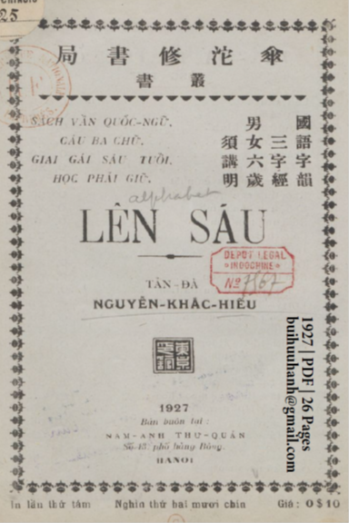 Lên Sáu (NXB Nam Anh 1927) - Nguyễn Khắc Hiếu, 26 Trang