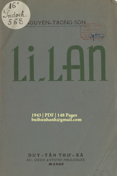 Li-Lan (NXB Duy Tân Thư Xã 1943) - Nguyễn Trọng Sơn, 148 Trang