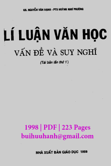 Lí Luận Văn Học Vấn Đề Và Suy Nghĩ (NXB Giáo Dục 1998) - Nguyễn Văn Hạnh, 223 Trang