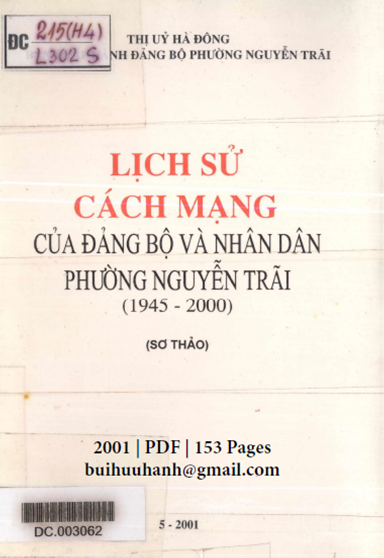 Lịch Sử Cách Mạng Của Đảng Bộ Và Nhân Dân Phường Nguyễn Trãi 1945-2000 (NXB Hà Tây 2001) - Ngọc Hải