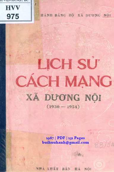 Lịch Sử Cách Mạng Xã Dương Nội 1930-1954 (NXB Hà Nội 1987) - Trương Đức Hùng, 131 Trang
