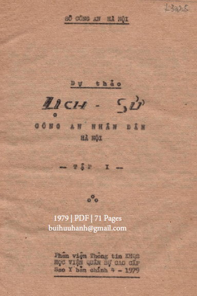 Lịch Sử Công An Nhân Dân Hà Nội Tập 1 (NXB Hà Nội 1979) - Nhiều Tác Giả, 71 Trang