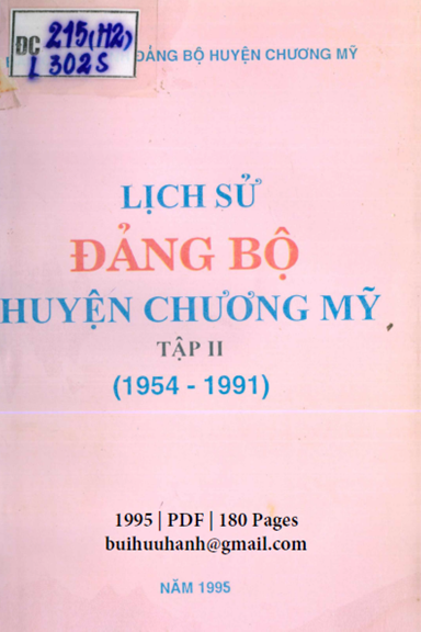 Lịch Sử Đảng Bộ Huyện Chương Mỹ Tập 2 (NXB Hà Tây 1995) - Bùi Nghê, 180 Trang
