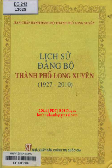 Lịch Sử Đảng Bộ Thành Phố Long Xuyên 1927-2010 (NXB Chính Trị 2014) - Nguyễn Trung Thứ, 505 Trang